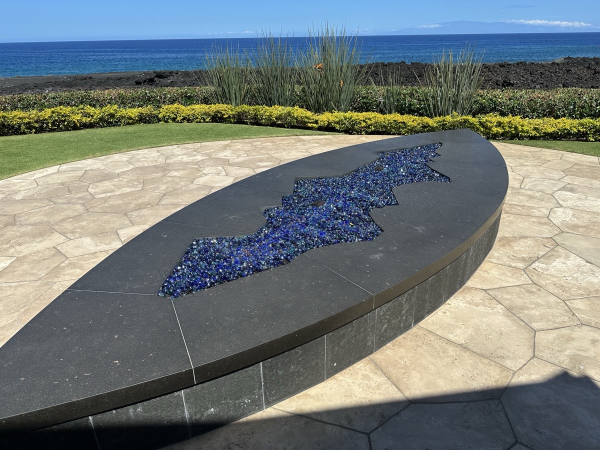 Custom lava rock fire installation