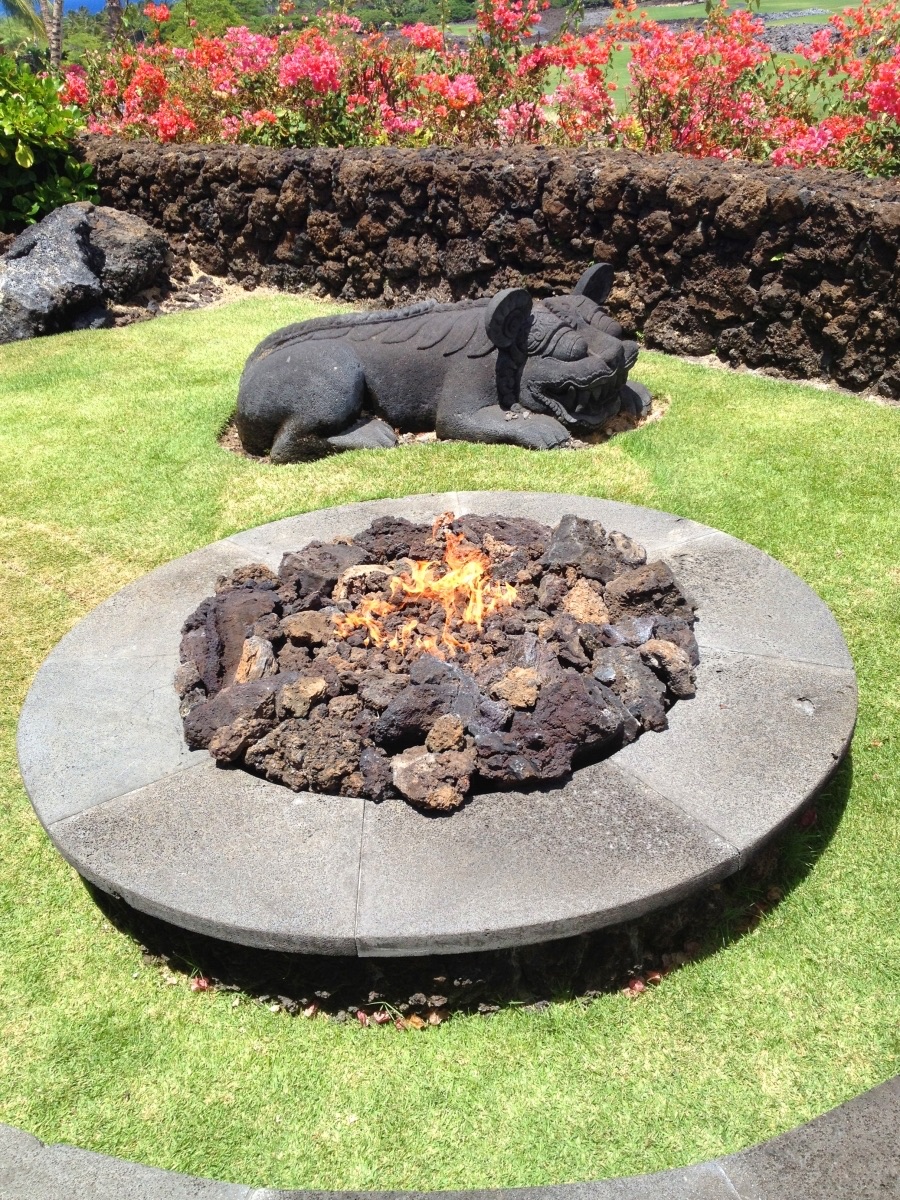 Fire pit with flames
