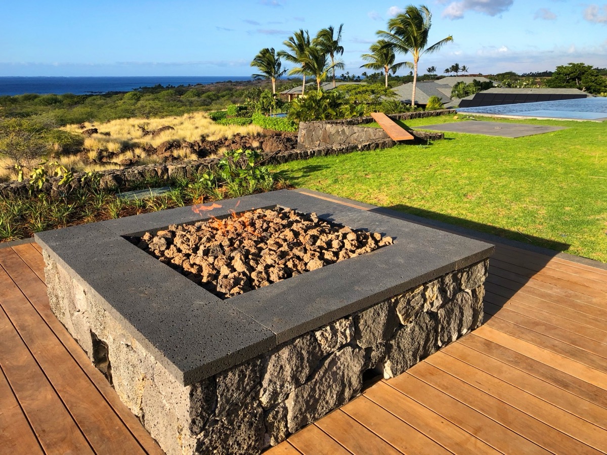 Fire pit in tropical setting